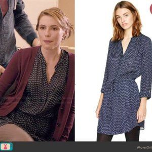 Navy Aritzia Babaton Bennett Arrow Print Silk Dress L